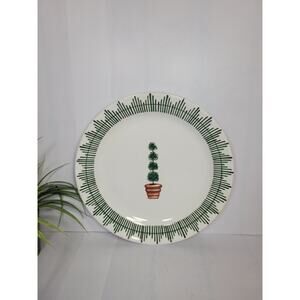 Vintage Alabaster Giardino Deruta Italy Charger Service Plate Topiary, Crazing